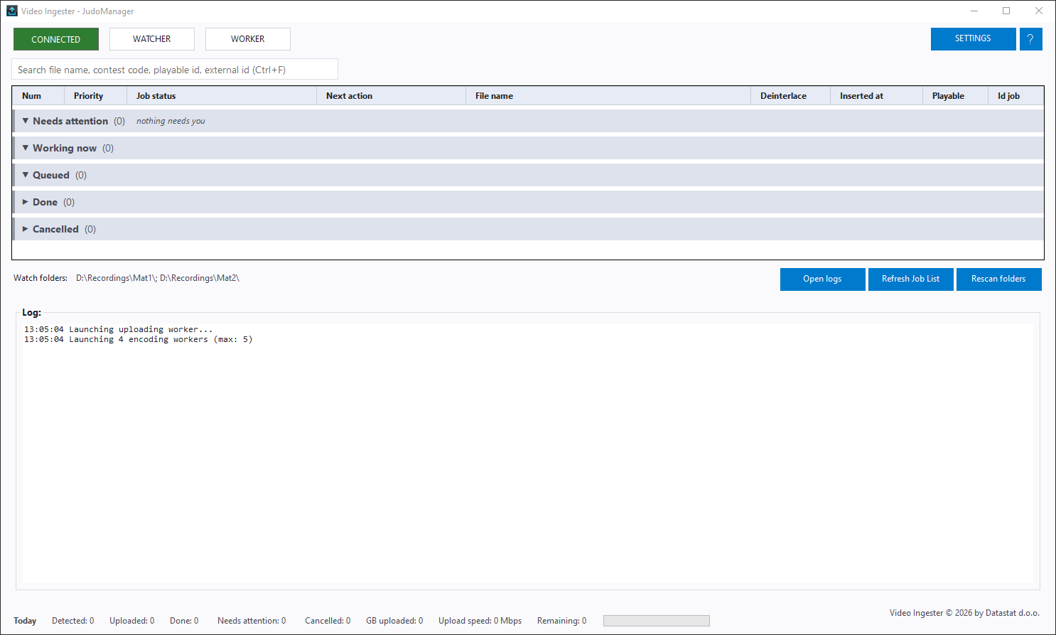 The Video Ingester main window