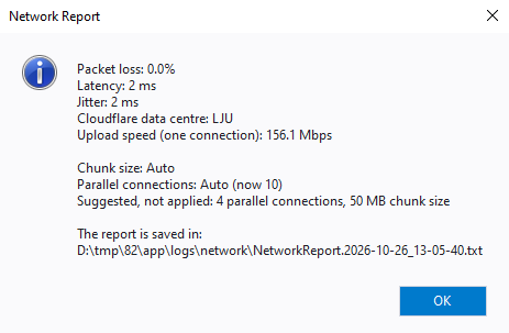 The Network Report summary