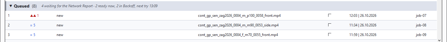 The Queued header while a Network Report runs